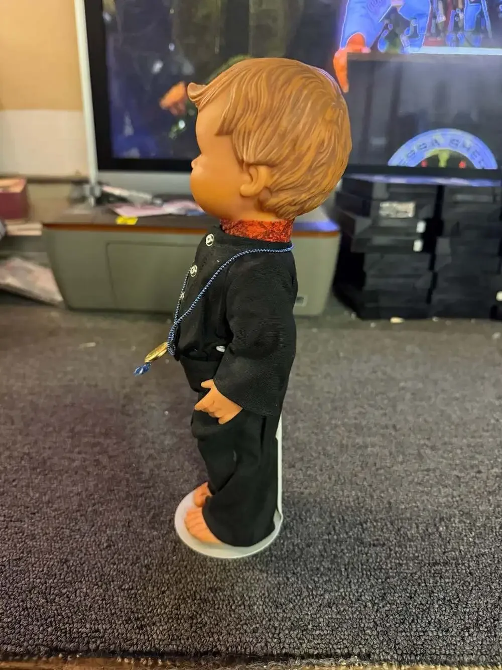 Vintage Goebel Hummel Felix Chimney Sweep Vinyl Doll with Stand
